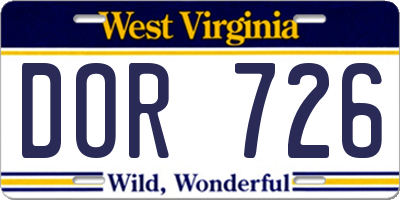WV license plate DOR726