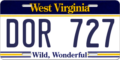 WV license plate DOR727