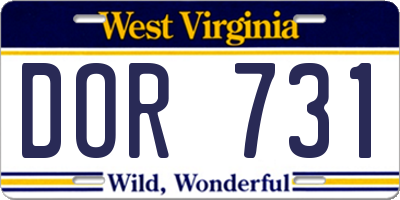 WV license plate DOR731