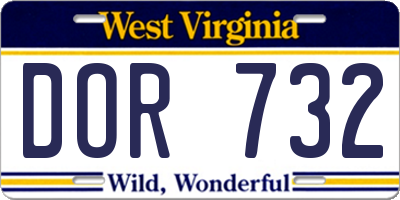 WV license plate DOR732