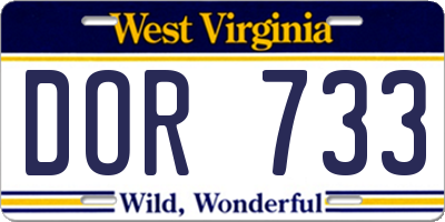 WV license plate DOR733