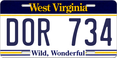 WV license plate DOR734