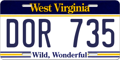 WV license plate DOR735