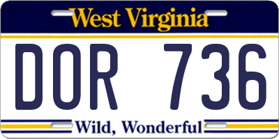 WV license plate DOR736