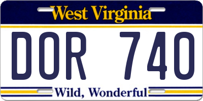 WV license plate DOR740