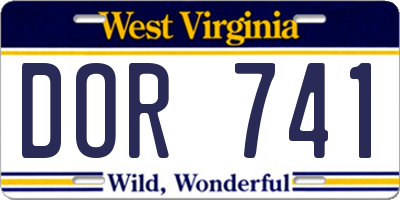 WV license plate DOR741