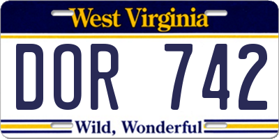 WV license plate DOR742
