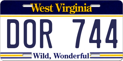 WV license plate DOR744
