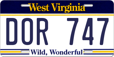 WV license plate DOR747