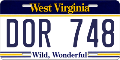 WV license plate DOR748