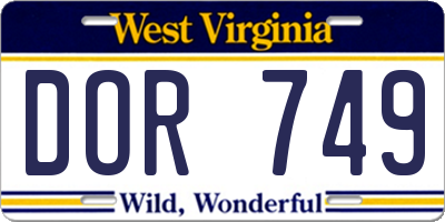 WV license plate DOR749