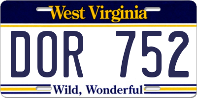 WV license plate DOR752