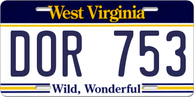 WV license plate DOR753