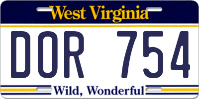 WV license plate DOR754