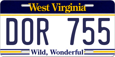 WV license plate DOR755