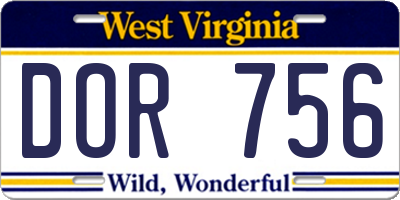 WV license plate DOR756
