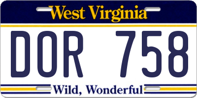 WV license plate DOR758