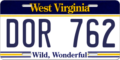 WV license plate DOR762