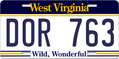 WV license plate DOR763