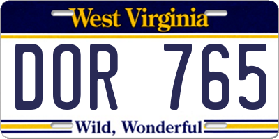 WV license plate DOR765
