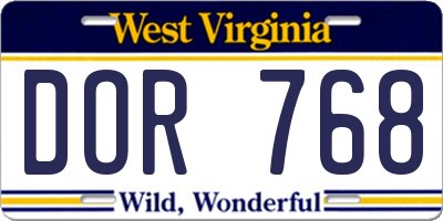 WV license plate DOR768
