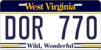 WV license plate DOR770