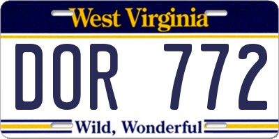 WV license plate DOR772