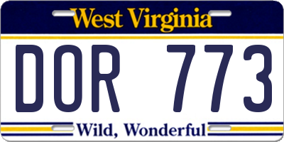 WV license plate DOR773