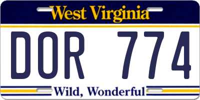 WV license plate DOR774