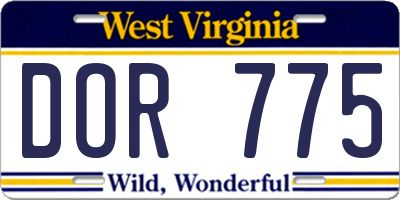 WV license plate DOR775