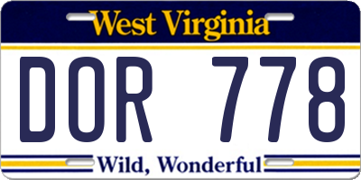 WV license plate DOR778