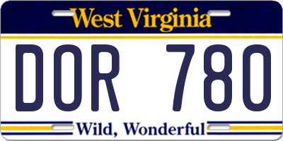 WV license plate DOR780