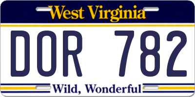 WV license plate DOR782