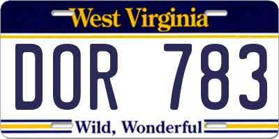 WV license plate DOR783