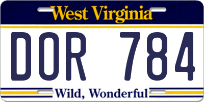 WV license plate DOR784