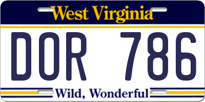 WV license plate DOR786