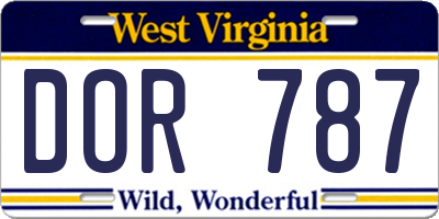 WV license plate DOR787