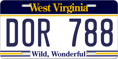 WV license plate DOR788