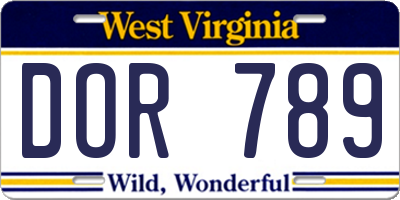 WV license plate DOR789
