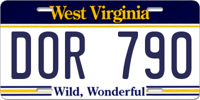 WV license plate DOR790