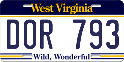 WV license plate DOR793