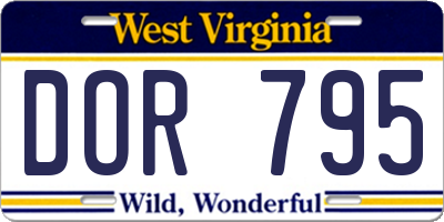 WV license plate DOR795