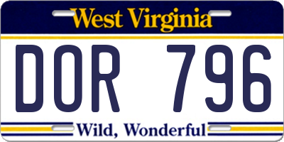 WV license plate DOR796