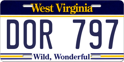 WV license plate DOR797