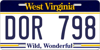 WV license plate DOR798