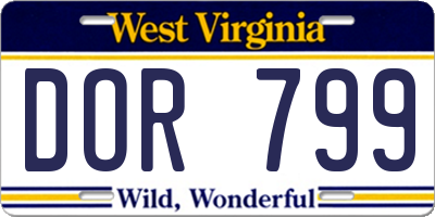 WV license plate DOR799