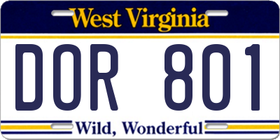 WV license plate DOR801