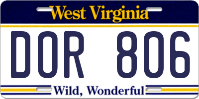 WV license plate DOR806