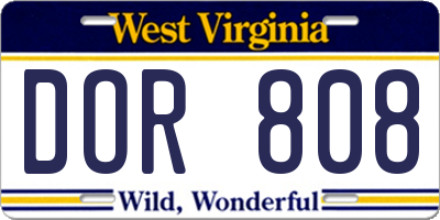 WV license plate DOR808
