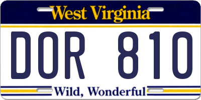 WV license plate DOR810